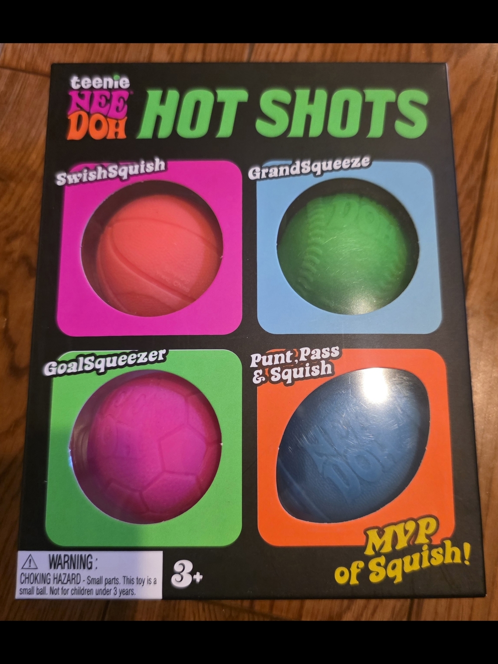 NEW!!Teenie Nee Doh Hot Shots Squishy Sports Ball Set Pink, Green, Magenta, Blue